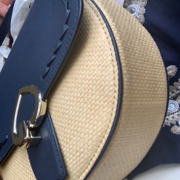 LIMITED EDITION🔥Authentic Kate Spade leather/straw woven turn lock flap Crosby - Picture 8 of 12
